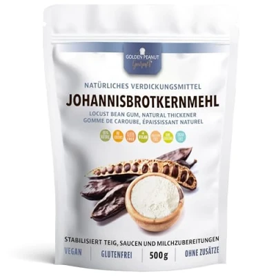 Bild av GOLDEN PEANUT Johannesbrödkärnmjöl 500 g naturligt förtjockningsmedel, vegansk äggersättning, glutenfri matstärkelse, bakning och matlagning