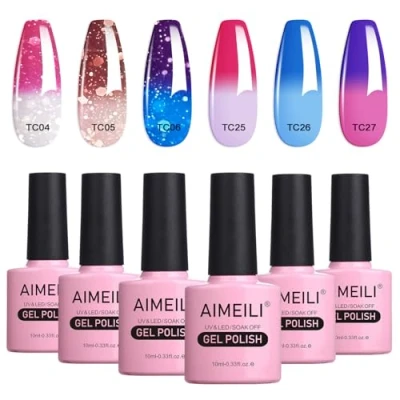 Bild av AIMEILI Blötlägg av UV LED gel nagellack flerfärg/mixad färg/kombo färg uppsättning 6st X 10 ml