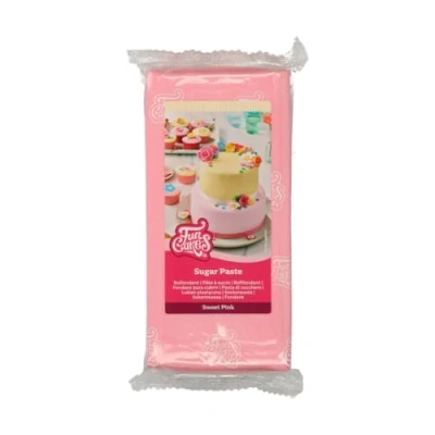 Bild av FunCakes Sockerpasta Sweet Rosa: lätt att använda, slät, flexibel, mjuk och följsam, perfekt för tårtdekorering, halal, kosher glutenfri. 1 kg
