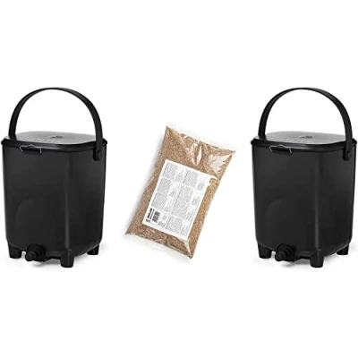 Bild av Biolan Bokashi hink startset (2 x 10 l), inklusive 1 kg klänning (svart)