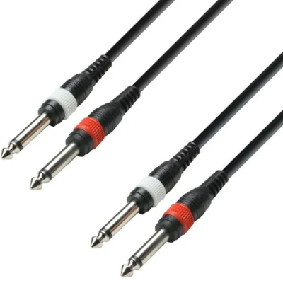 Bild av Adam Hall 3 stjärnserie 1 m 2 x 6,3 mm Jack Mono till ljudkabel