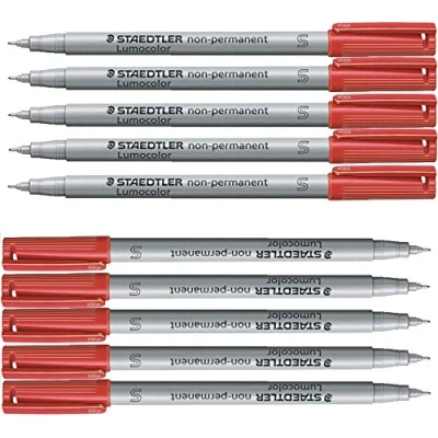 Bild av Staedtler 311 2 Lumocolor Universalstift S Spitze, 0.4 mm, 10 Stück, rot, Superfein (ca. 0,4 mm)