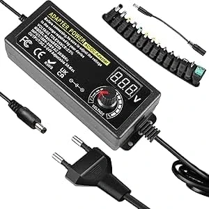Bild av Justerbar strömförsörjning, 72 W, 3 A, universell V 24 V, AC DC, laddare med 14 DC ändkåpor och omvänd polaritetskabel, motor, 000 mA max