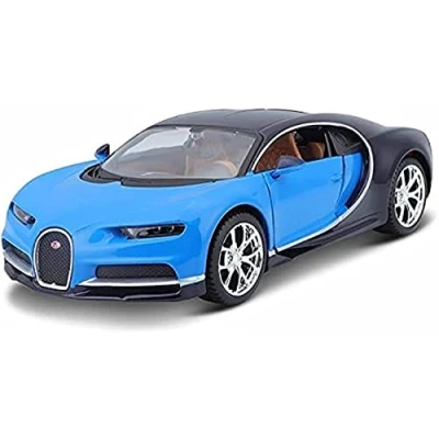 Bild av Bauer Maisto 31514 Bugatti Chiron: Originaltrogen modellbil 1:24, dörrar och motorhuv för öppning, färdig modell, blå, 20 cm