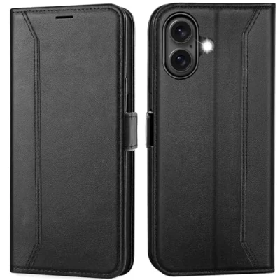 Bild av Verco mobiltelefonskal för iPhone 16, premium vikbart skal Apple skal, bok, fodral, svart