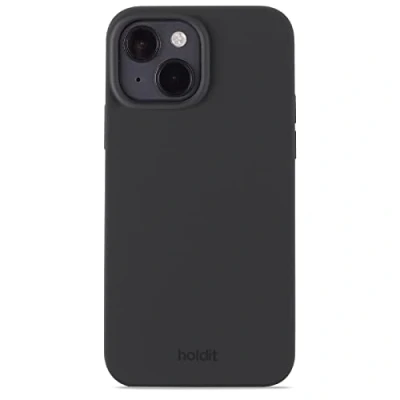 Bild av Holdit Silikonskal iPhone 14 0,8 mm tunt mobilskal silikon trendigt Fullt skydd (upphöjd kant för kameraskydd) Svart