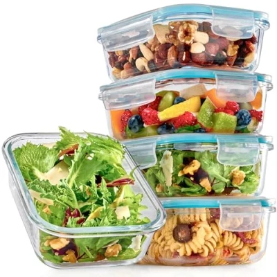 Bild av Matbehållare i Glas med Lock 4 delars Set för Matförvaring 500 ml Stapelbara &amp; Lufttäta BPA Fri Tål Maskindisk Lämpliga Frys och Mikrovågsugn