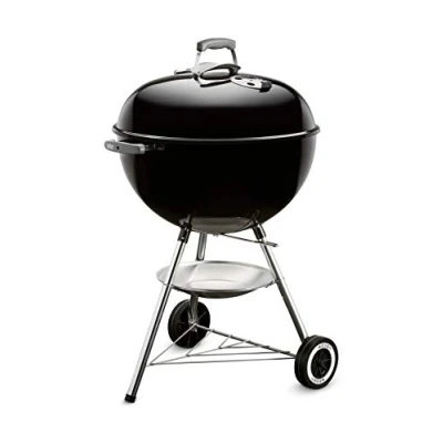 Bild av Weber Original Kettle Kolgrill, Ø 57cm grillyta, BBQ grill med porslinsemaljerad lock &amp; gryta, locktermometer, One Touch rengöringssystem Svart (1341504)