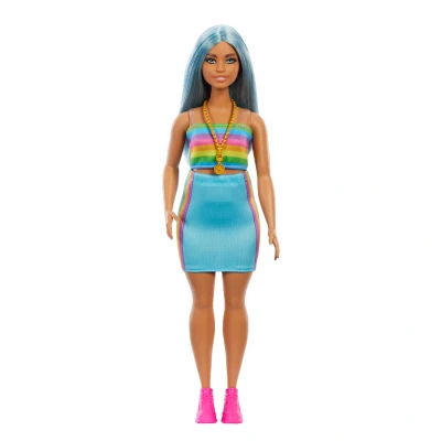 Bild av Barbie Fashionista Docka med Blå Hår &amp; Regnbåge Set