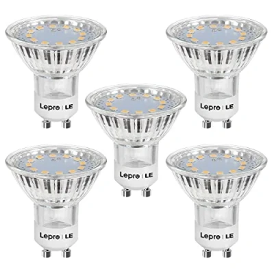 Bild av LEpro GU10 D lampa, 3 W 250 lumen 2 700 Kelvin varm vit, 100 graders strålvinkel, 5 pack