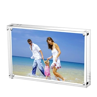 Bild av AMEITECH Akryl bildramar 10 x 15 cm (4 6 tum) klar dubbelsidig blockset, skrivbord ramlös magnetisk fotoram