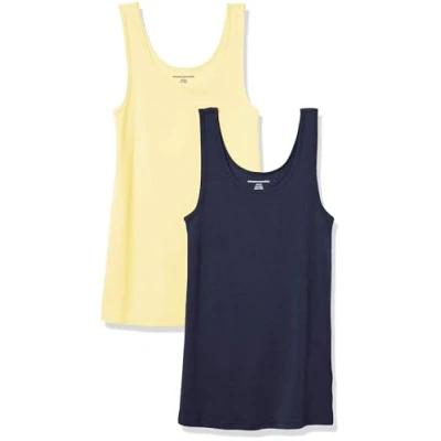 Bild av Amazon Essentials Women&#039;s Linne smal passform, Pack of 2, Gul/Marinblå, XL