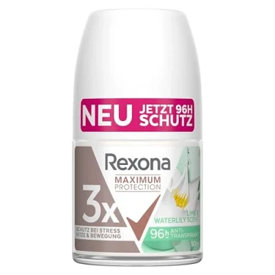 Bild av Rexona Maximum Protection Deodorant Roll On Lime &amp; Waterlily Scent Anti Perspirant med 3 x skydd vid stress, värme och rörelse 96 timmar extremt 50 ml