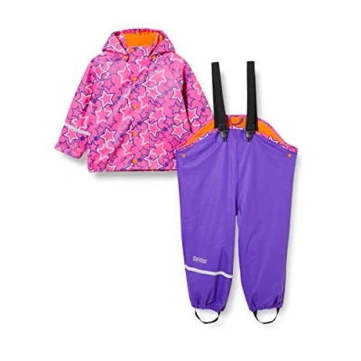 Bild av CareTec Unisex barn regn kostym PU W. Fleece regnrock, Lila (633), 18 24 månader
