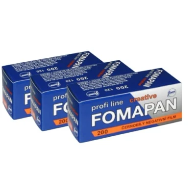 Bild av 3 pack FOMAPAN Creative 200 rullfilm/mellanformat/120 svart/vit liten bildfilm