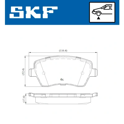 Bild av SKF VKBP 80003 Jeu de plaquettes frein non préparé pour indicateur d&#039;usure avec accessoires RENAULT: Modus / Grand Modus, Megane 4