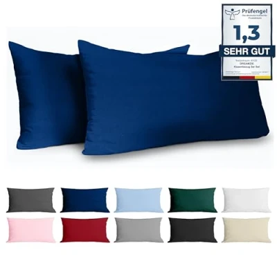 Bild av Dreamzie Kuddfodral 40x80 Renforcé Bomull (Set om 2) Bluu ya Giza Tätt vävd med 57 trådar/cm² Kudde 40 x 80 cm Oeko Tex certifierad