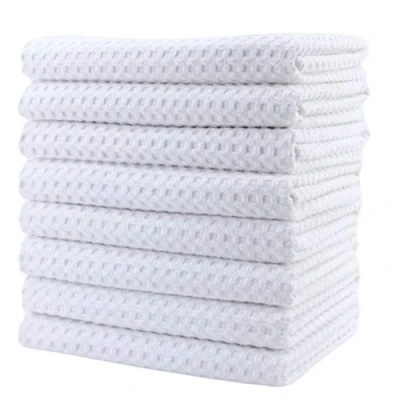 Bild av POLYTE Ultra Premium mikrofiber köksrätt te handduk våffelväv, 8 pack (40 x 71 cm, vit)
