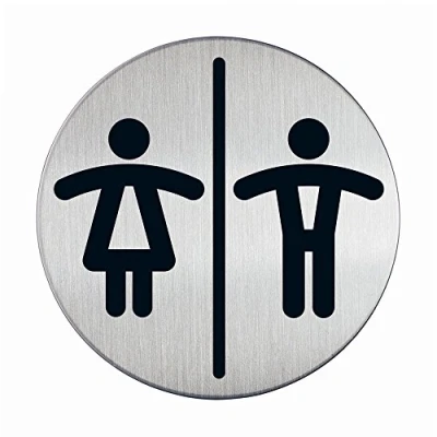Bild av Durable 492023 symbolskylt &quot;WC dam / herr&quot;, Ø 83mm, silverfärgad