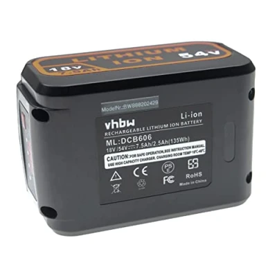 Bild av vhbw Batteri kompatibelt med DeWalt XR batterimaskiner 54 V samt 18 elverktyg (7 500 mAh, Li Ion, V/54 V)