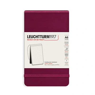 Bild av LEUCHTTURM1917 364413 anteckningsblock ficka (A6), inbundet lock, 184 numrerade sidor, prickade, port röd