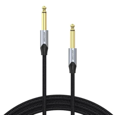 Bild av Vention 6,35 mm gitarrkabel instrumentkabel 1/4 tum telekontakt TS kabel uttag till för högtalare, förstärkare, bas, blandarbord 0,5 m