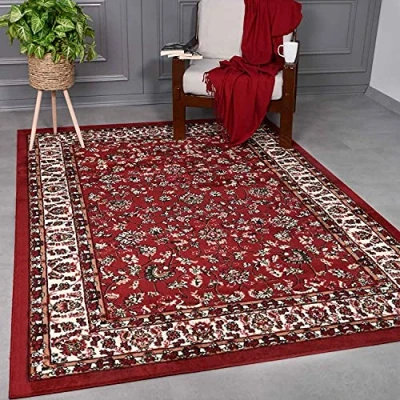Bild av VIMODA Klassisk orientalisk matta, tätt vävd, vardagsrum, röd, brun