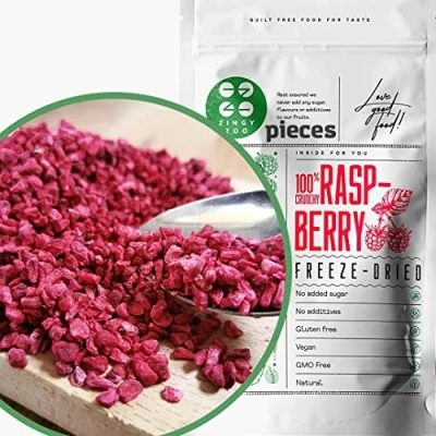 Bild av Frystorkade Hallonbitar 100% Naturlig Torkad Frukt Torkat Hallon Inget Tillsatt Socker Frystorkad Gefriergetrocknete Himbeeren Freeze Dried Fruit Raspberry Pieces Zingyzoo