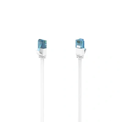 Bild av Hama Cat 6a nätverkskabel 5 m, platt kabel för läggning, Gigabit Ethernet upp till 10 Gbps (RJ45 lankabel, tvinnade datapar, veckskydd, smal kontakt, med robust kabelmantel)