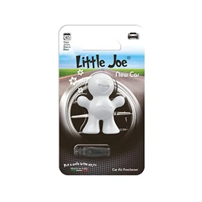 Bild av Little Joe i mini Blister by SunStop Made in Italy Luftrenare +/ 45 dagar fräsch fordonet fäst enkelt på ventilationslådan. New Car / Weiß