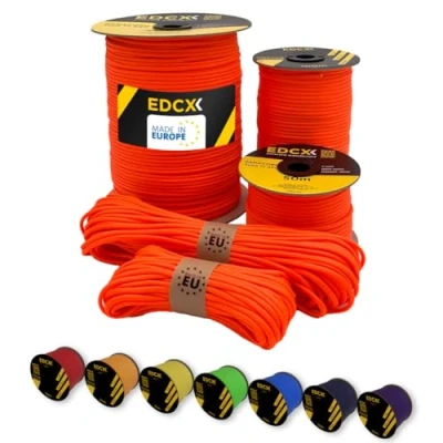 Bild av EdcX Paracord 4 mm, 35+ solida färger (15m, 30m, 50m, 100m, 300m) Idealisk för hantverk, gör det själv, camping 100% nylonrep 4mm Tactical Cord 550 Typ III