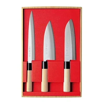 Bild av SEKIRYU [ Sashimi Santoku Deba ] 3 japanska knivar/köksknivar tillverkade i Japan # SR801