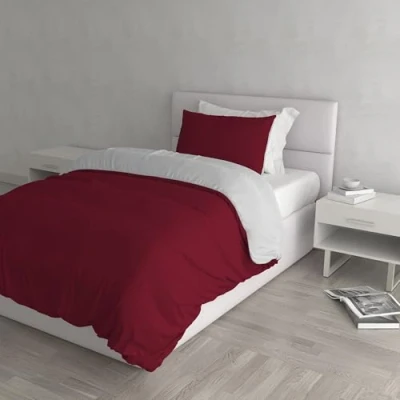 Bild av Italian Bed Linen Parure Täcka Natural Färg Dunjacka Bordeaux/Ljusgrå, En Square och Halv