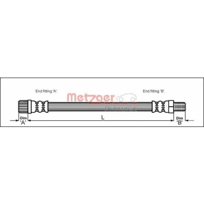 Bild av METZGER 4114667 Flexible De Frein 288 M10 x 1 PEUGEOT: 106 II 3/5 portes, I CITROËN: AX