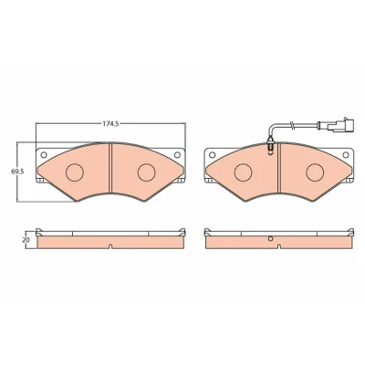 Bild av TRW GDB5063 Jeu de plaquettes frein contact signal d&#039;usure inclus IVECO: DAILY 2 Pritsche/Fahrgestell, Kasten/Kombi, Kipper