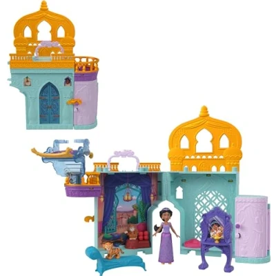 Bild av Disney Prinsessor Jasmine Castle Stapling Stories set, dockhus med minidocka, 2 vänner och 7 spelelement, inspirerad av filmen, gåvor för barn, HPV04