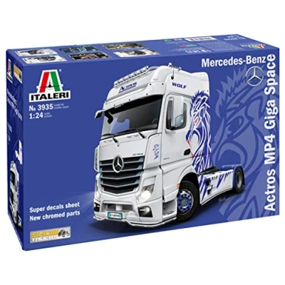 Bild av ITALERI 3935S 1:24 M B Actros MP4 Show GigaSpace, modelltillverkning, byggsats, stativtillverkning, hantverk, hobby, limning, plastbyggsats, detaljerad, olackerad