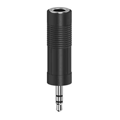 Bild av Hama 6.35 3,5 uttag adapter (6,3 mm hona till haneadapter, stereo, 10 års garanti, hörlursuttag, stereokontakt, idealisk ljud /elektrisk pianomixer/tangentbord) svart