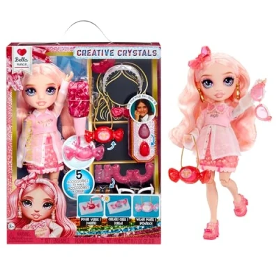 Bild av Rainbow High Creative Crystals Bella Rosa 28 cm modedocka med kristalltillbehör gör det set, ring för dig, själv, hantverk, hartsspel, present till barn från 8 år, ej ätbar