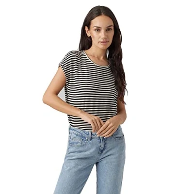 Bild av Vero Moda Vmava Tshirt med print Black/Pristine, Storlek: Small, Black/pristine