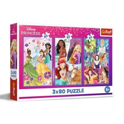 Bild av Trefl pussel 3 i 1: Disney Princess, Prinsessans vänner x 80 bitar, Set av tre för barn över 5 år