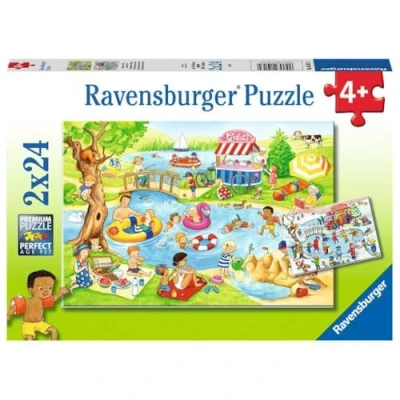Bild av Ravensburger 05057 2x24 bitar Barnpussel från 4 år perfekt ålderspassning Simmar i sjön en rolig aktivitet för familjen och barnen