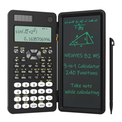 Bild av NEWYES vetenskaplig kalkylator 82 MS, 401 funktioner och 2 linjers display skolräknare med skyddande fodral för junior, medel student