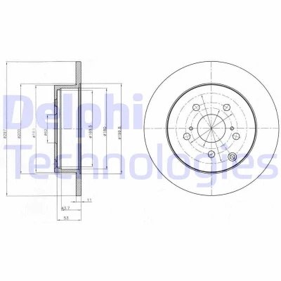 Bild av DELPHI BG4291 Disque de frein 297 11 5 plein huilé non traité sans roulement roue, bague ABS TOYOTA: Verso