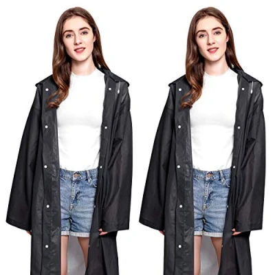 Bild av Mitening 2 stycken regnponchos för män och kvinnor, vattentät, regncape, festival, regnjacka, regnrock, poncho, cykel, regnkläder, regntillbehör, vandring, camping, cykling, resor, svart
