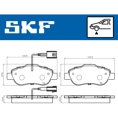 Bild av SKF VKBP 80313 E Jeu de plaquettes frein contact signal d&#039;usure inclus FIAT: Panda III 3/5 portes