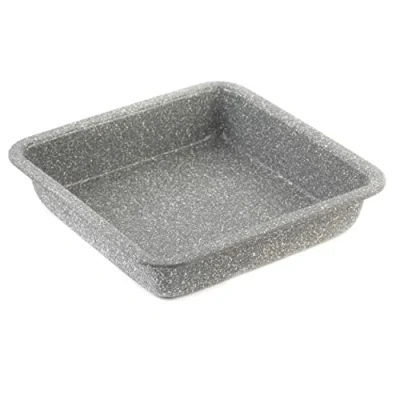 Bild av Salter BW02780 Fyrkantig kakform 23 cm Brownie bakform, lätt att rengöra non stick beläggning, kolstål ugnsplåt, PFOA fri bakplåt, för kakor, lasagne, marmor lestone, grå