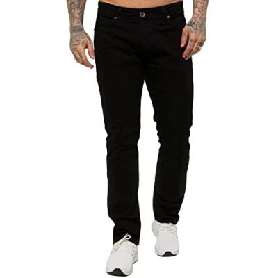 Bild av 989Zé ENZO Herr stretch rakt ben normal passform klassiska denim jeans alla midjestorlekar, Svart, 40W X 32L