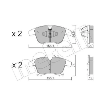 Bild av METELLI 22 1039 1 Jeu de plaquettes frein contact signal d&#039;usure exclu FORD: S Max Mk2, Mondeo 5, 5 Kombi