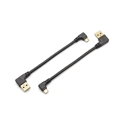 Bild av baolongking mikro USB kabel, högervinklad 2.0 A till adapterkabel, guldpläterad 5 polig kabel för laddning och datasynkronisering (2 st: vänster höger vinkel vardera)